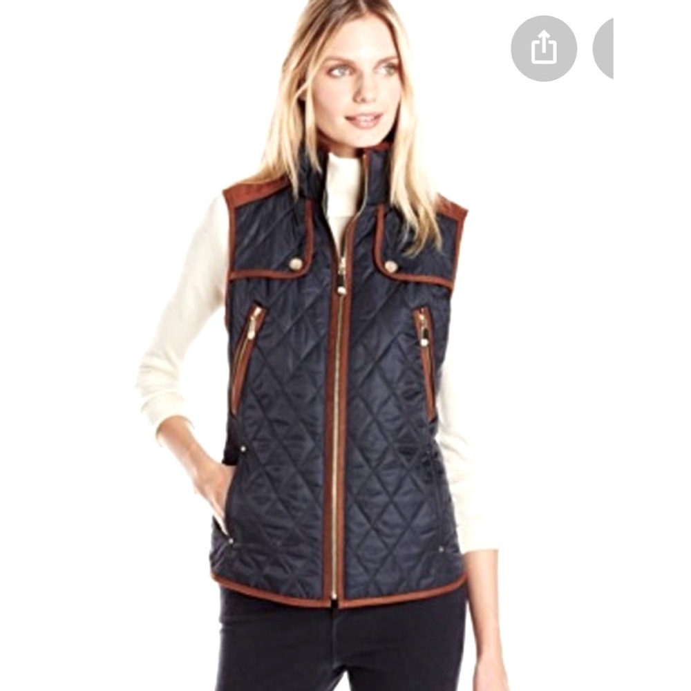 Vince Camuto - XS quilted vest with suede trim and gold accents - a classic!